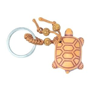 Polyresin TURTLE Keychain Lucky Carved Animal Unisex Key Ring NEW
